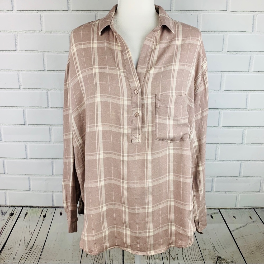 DAINTY HOOLIGAN Long Sleeve Plaid Tunic Top Large